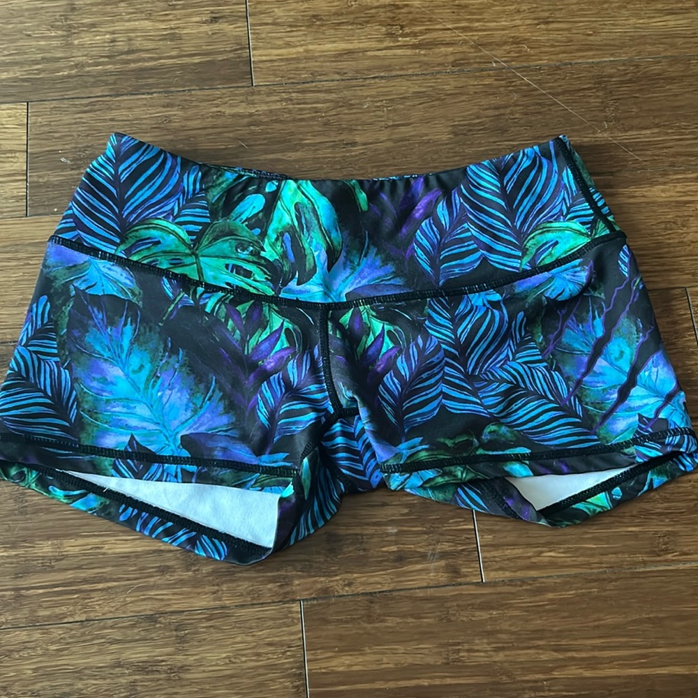 Fight or Quit blue green and purple shorts